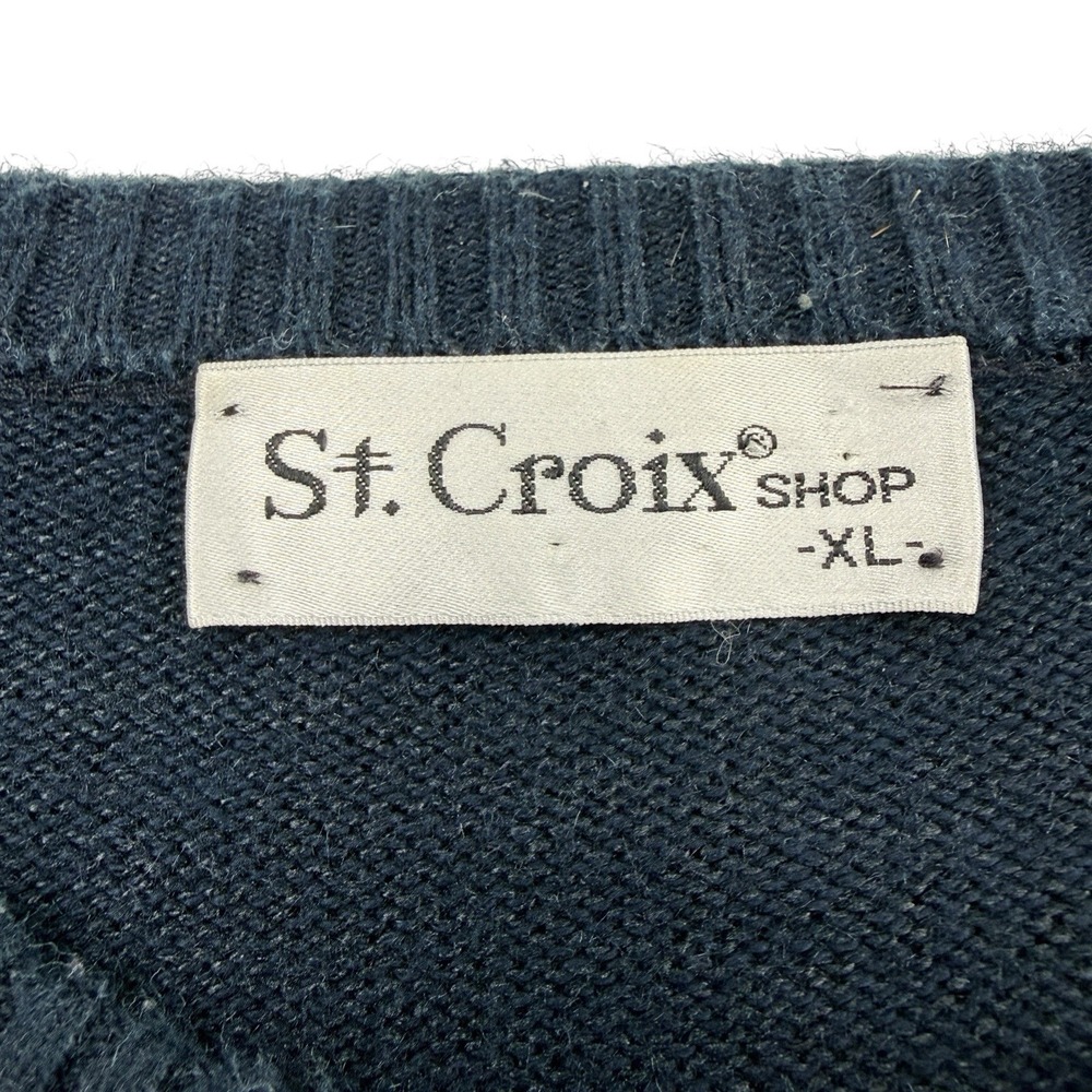 St. Croix Vintage‎ Blue Gray Silk Cotton Crewneck Sweater Men's Size XL - Picture 4 of 6